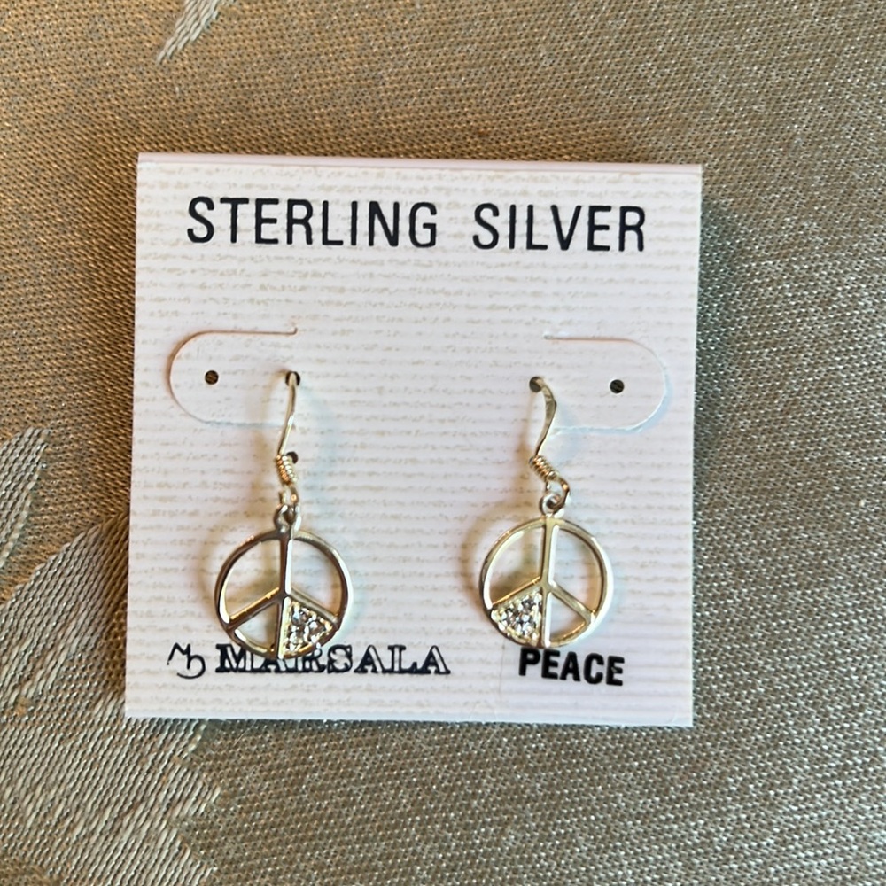 Sterling Silver Peace sign earrings